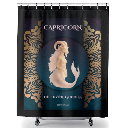 Capricorn Divine Goddess Illustration Shower Curtains