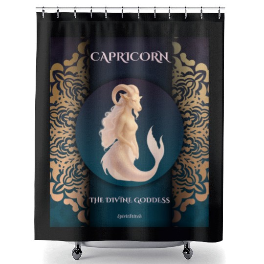 Capricorn Divine Goddess Illustration Shower Curtains