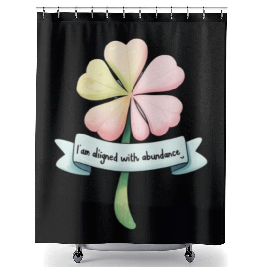 Four-Leaf Clover with Affirmation Banner Shower Curtains