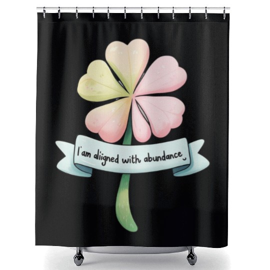 Four-Leaf Clover with Affirmation Banner Shower Curtains