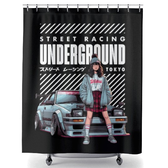 Japanese Underground Street Racing - JDM Car Shower Curtains