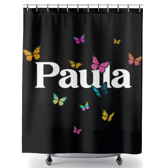 PAULA - beautiful girl name with cute butterflies Shower Curtains