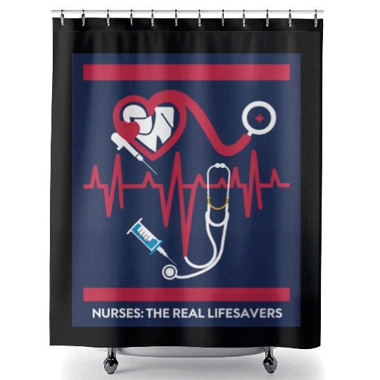Registered Nurse RN Shower Curtains Heartbeat Line Design