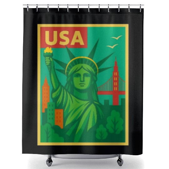 Iconic Statue of Liberty Urban Artwork  Shower Curtains