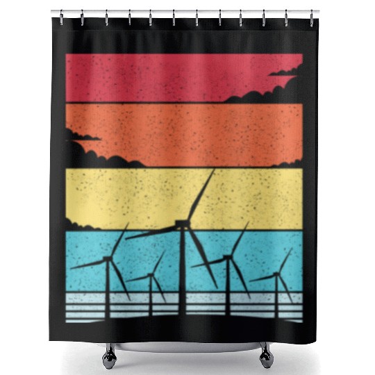Wind Energy Earth Day Wind Turbine Shower Curtains