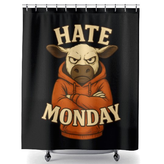 Grumpy Cow in Shower Curtains