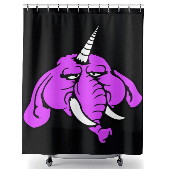 Unicorn Big Elephant Sitting Angry Sad Funny Cool Shower Curtains