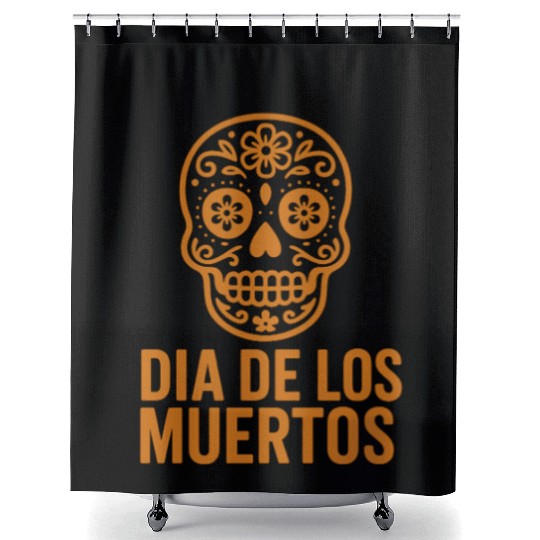 Vibrant Day of the Dead Skull Design Shower Curtains