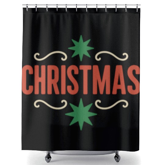 Festive Christmas Spirit Illustration Shower Curtains