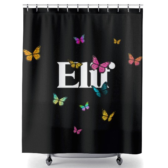 ELIF - beautiful girl name with cute butterflies Shower Curtains