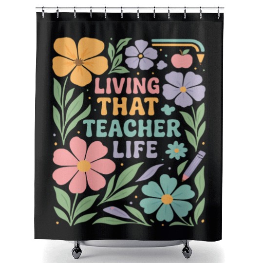Floral Teacher Life Illustration Shower Curtains
