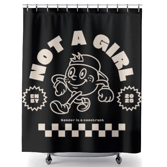 Design: Playful Cartoon Girl with Confidence Shower Curtains