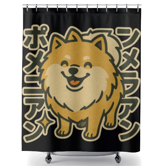 Cute Pomeranian Dog Japanese Shower Curtains