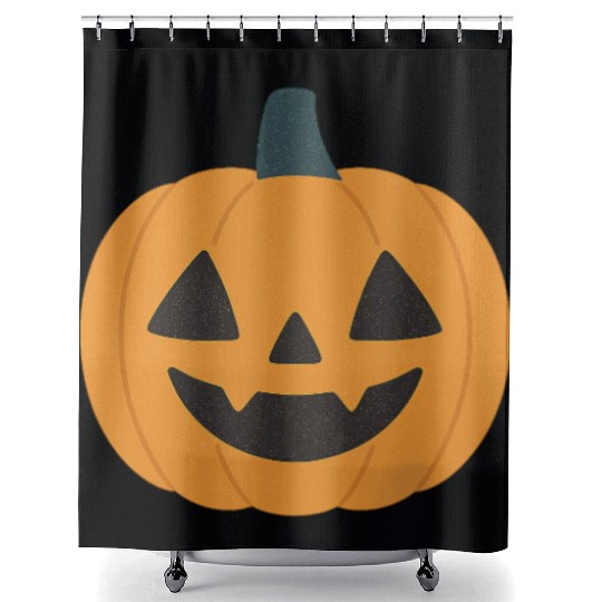 Festive Pumpkin Jack-o'-Lantern Design Shower Curtains