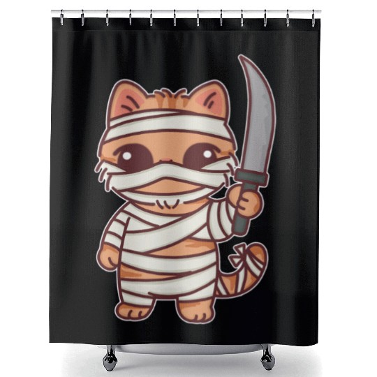 Mummy Cat Warrior Cartoon Design Shower Curtains