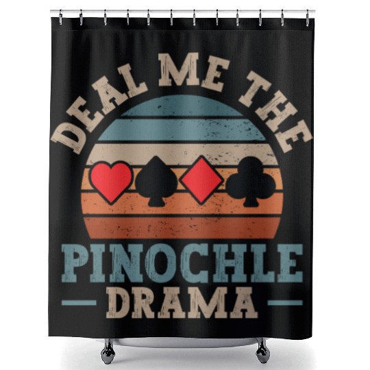 Cool Pinochle Drama Novelty Game Night Session Shower Curtains