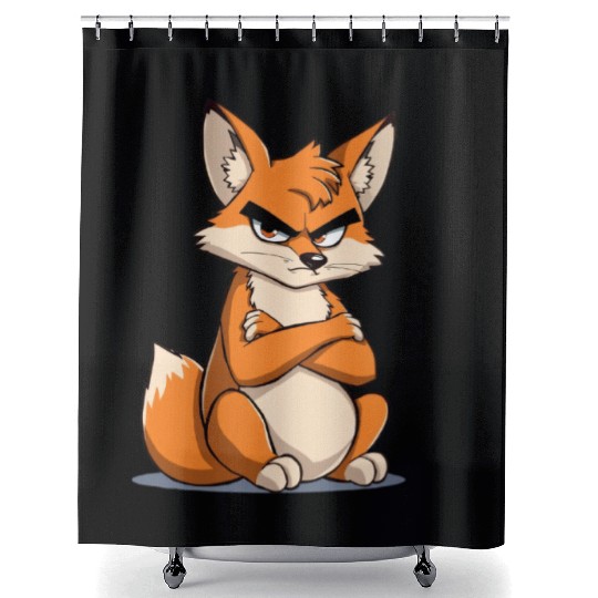 Grumpy cartoon Fox with serious expression Shower Curtains
