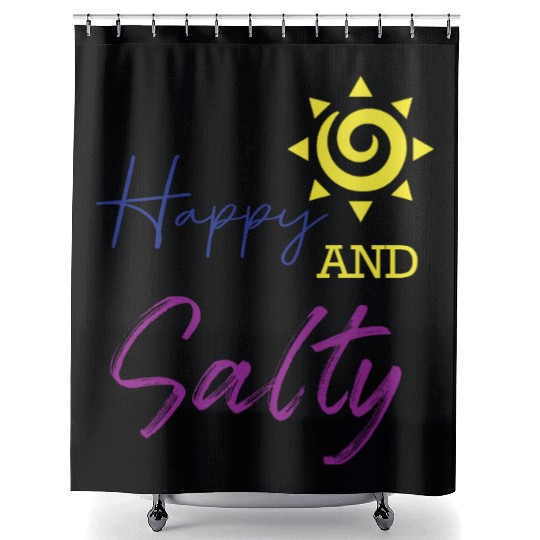 Happy & Salty Sun Design Shower Curtains
