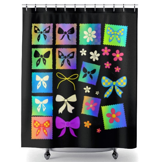 Pastel Aesthetic Stam Y2K Cute Girly Coquette Bow Shower Curtains