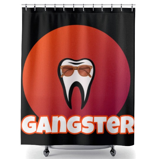 Cool Tooth with Sunglasses Gangster Design Shower Curtains