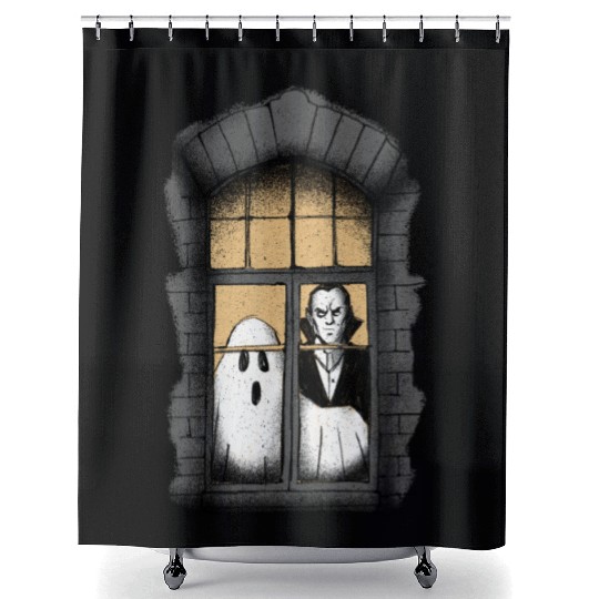 Ghost and Vampire at the Window Shower Curtains