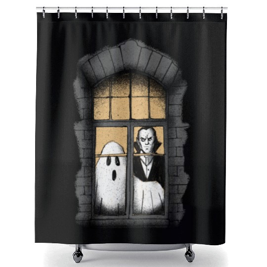 Ghost and Vampire at the Window Shower Curtains