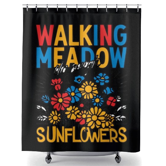 Walking Meadow Sunflowers Design Shower Curtains