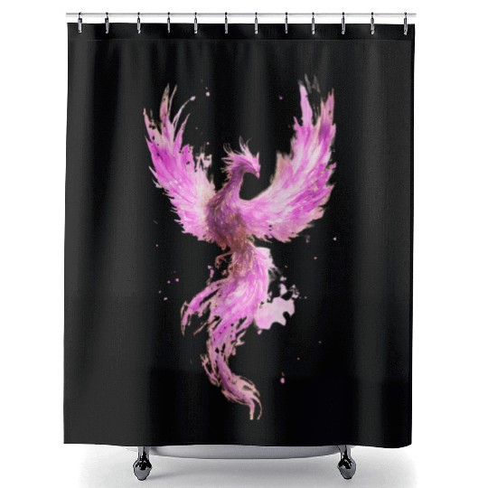 Celestial Phoenix Watercolor Illustration Shower Curtains
