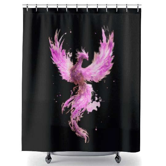 Celestial Phoenix Watercolor Illustration Shower Curtains