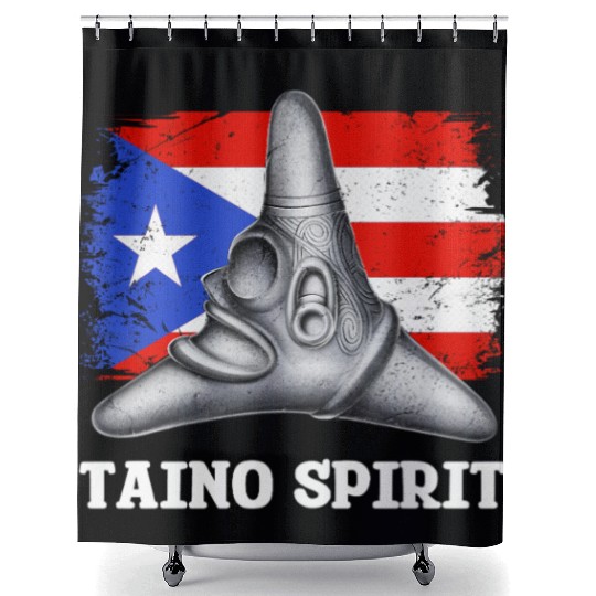 Puerto Rico Cemi Triangle Statue Flag Shower Curtains