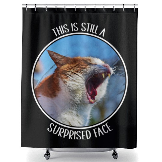 This is Still A Surprised Face Funny Cute Cat Meme Shower Curtains