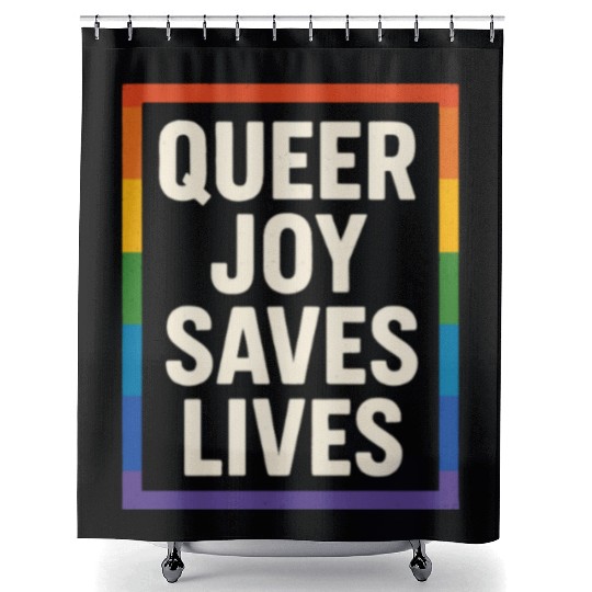 Queer Pride Queer Joy LGBTQ+ Affirmation Trans Shower Curtains