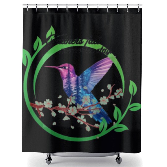 Vibrant Hummingbird and Blossoms Design Shower Curtains
