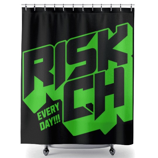 Vibrant RISK IT ALL Graphic Shower Curtains