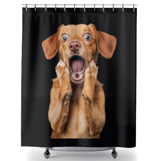 Expressive Puppy Surprise Design Shower Curtains