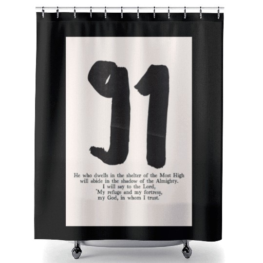 Psalm 91 Minimalist Christian typography poster Shower Curtains
