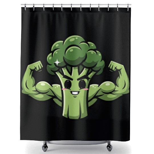 Muscular Broccoli Shower Curtains