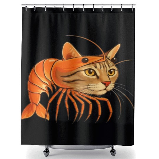 Trippi Troppi Italian Brainrot – Funny Shrimp Cat  Shower Curtains