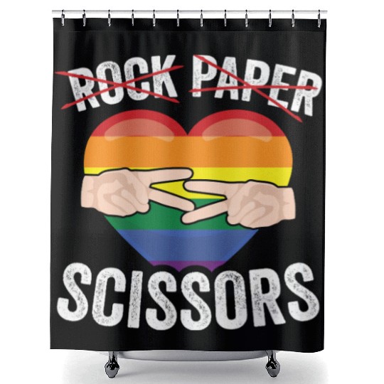 Funny Rock Paper Scissors LGBTQ LGBT Community Shower Curtains