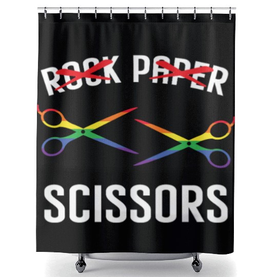 Funny Rock Paper Scissors LGBTQ Pride Shower Curtains