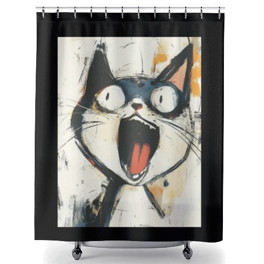 Funny Screaming Cat – Meme Expression Shower Curtains