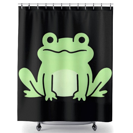 Lime Green Cartoon Frog Design Shower Curtains
