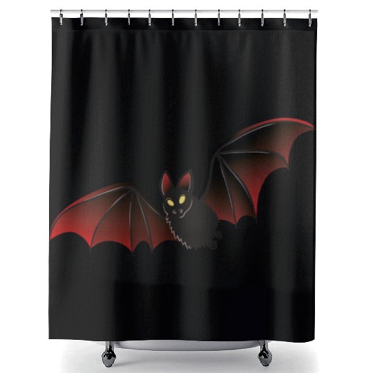 Dark Fantasy Bat Illustration Shower Curtains