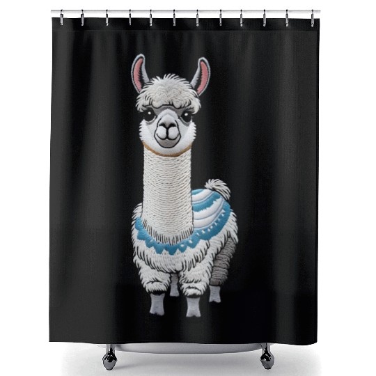 Peruvian Llama Red White National Flag Design Shower Curtains