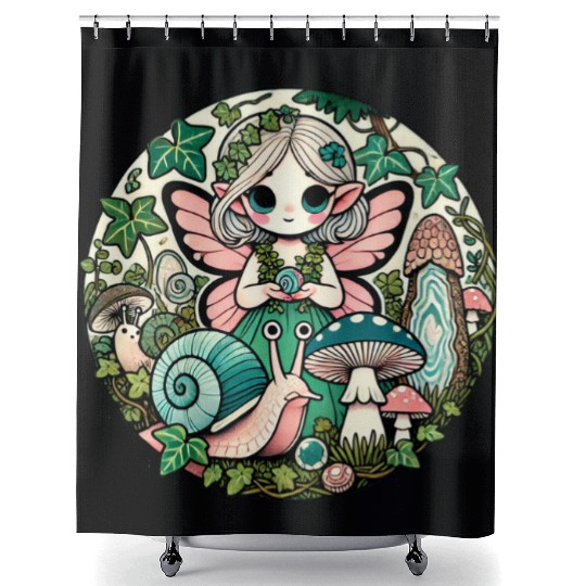 Enchanted Forest Fairy Illustration Shower Curtains