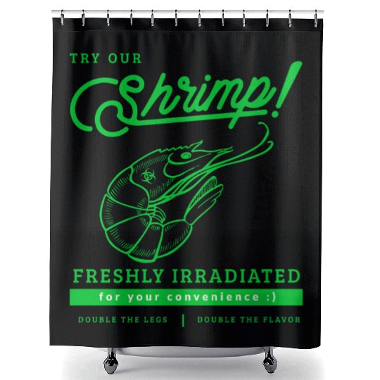 Radioactive Shrimp Retro Parody Shower Curtains