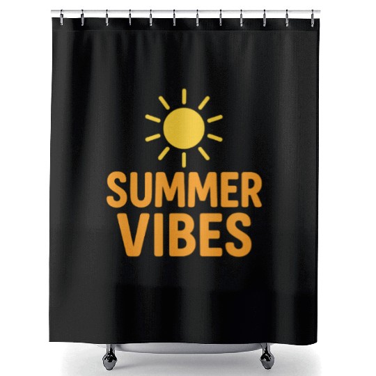 Vibrant Summer Vibes Sun Illustration Shower Curtains
