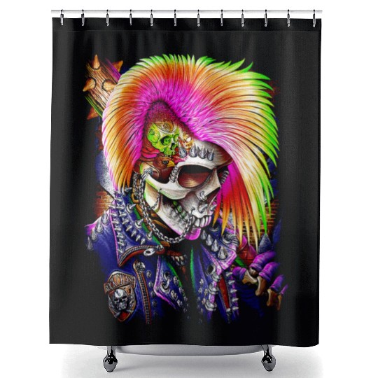 Calavera Punk Shower Curtains
