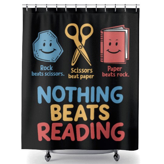 Nothing Beats Reading Funnny Rock Paper Scissors  Shower Curtains