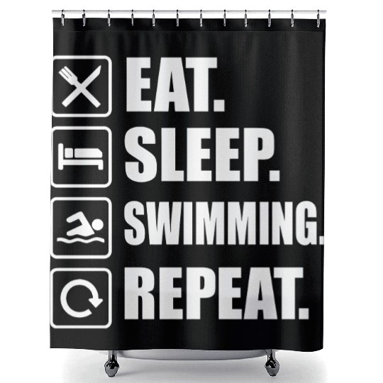 Lifestyle Routine Swimming Motivation Graphic Shower Curtains